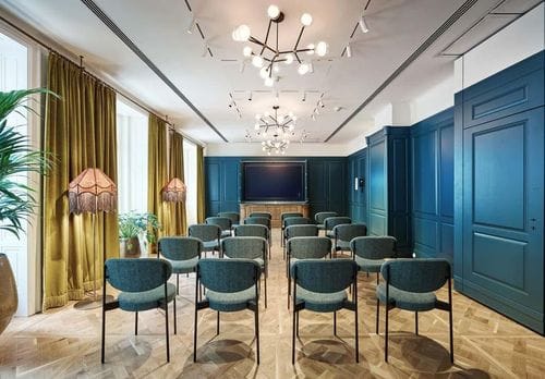 Elegant Salon With Classic Accents and Flexible Setup for Seamless Events