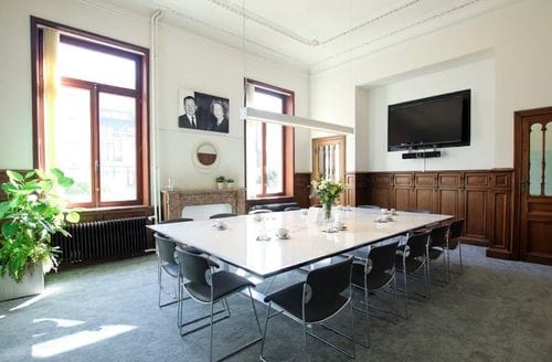 High-End Boardroom With Wooden Wall Panelling for Brainstorming