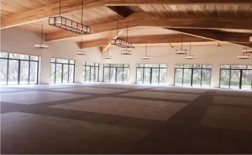 Expansive Garden Pavilion With Wood-Beamed Ceilings and Panoramic Windows for Weddings