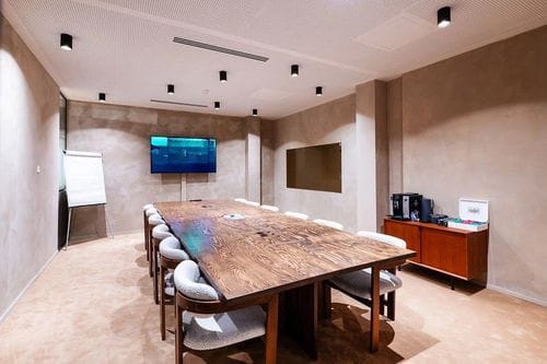 Stone-Toned Meeting Room for Collaborative Sessions