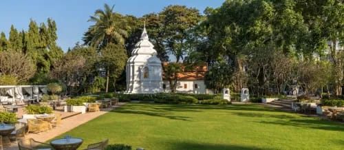 Manicured Garden With Pavilion Framed by Ancient Trees for Alfresco Receptions and Parties