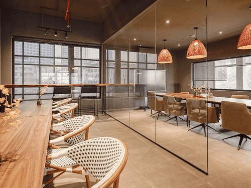 Contemporary Glass Boardroom With City Views for Executive Meetings