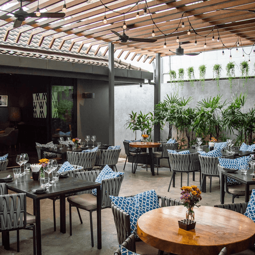 Chic Terrace With Lush Greenery for Outdoor Team Celebrations