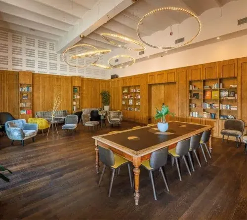 Enchanting Wood-Clad Salon With Private Patio for Dynamic Events