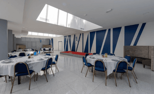 Contemporary Skylit Hall for Sophisticated Banquets and Dinners