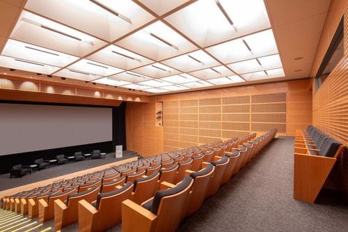 Timber-Lined Auditorium for Lectures and Presentations