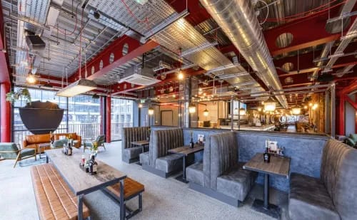 First-Floor Industrial Bar With Outdoor Terrace for Celebrations