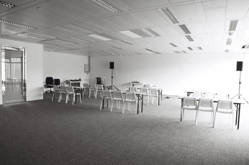 White Contemporary Space With Large Windows and City Views for Productive Meetings and Creative Seminars