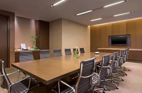 Executive Polished Wood Boardroom for Strategic Meetings