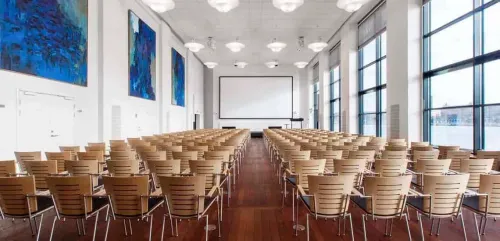 Bright conference hall with stunning view