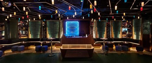 Velvet-Lined Club With Terrace and Lighting for Networking Events