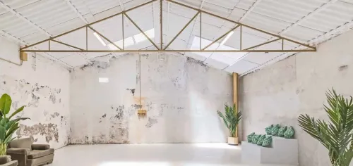 White Blank Canvas Space With a Striking Industrial Flair for Video Productions