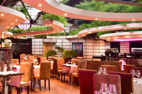 Futuristic Zen Lounge With Vibrant Neon Accents for High-End Corporate Soirées