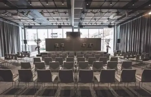 Sleek Minimalist Hall With Nordic-Inspired Interiors for Versatile Events