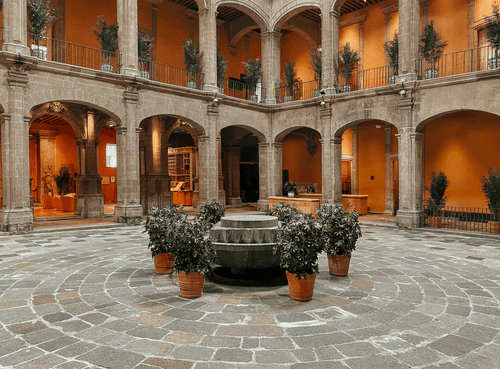 Colonial Stone Courtyard With Arched Balconies for Receptions