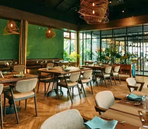 Lush Indoor-Outdoor Restaurant for Relaxed Gatherings