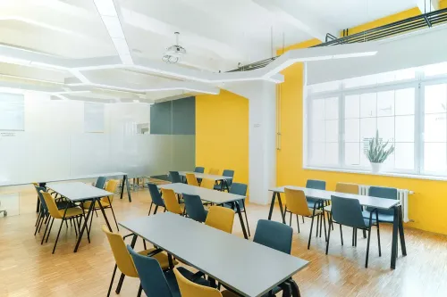 Glass-Partitioned Conference Room for Seminars and Workshops