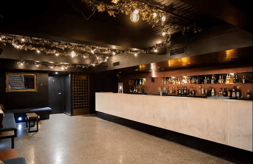 Chic Basement Bar With Rustic Charm for Energetic Parties