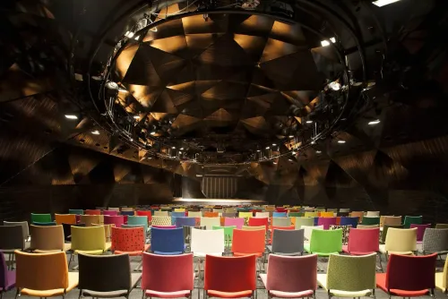 Futuristic Venue With Geometric Elegance and Acoustic Brilliance for Dynamic Events