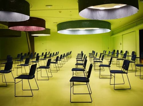 Futuristic Haven With a Neon Green-Lit Accents for Immersive Conferences