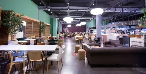 Vibrant Loft Cafeteria