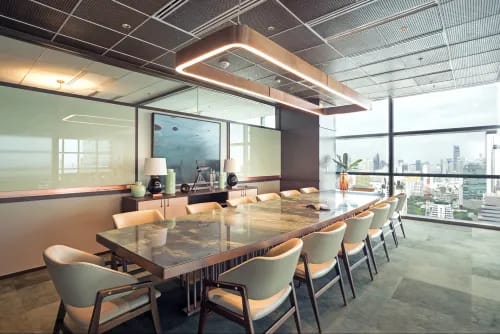Glass-Enclosed Boardroom With City Views for Executive Meetings