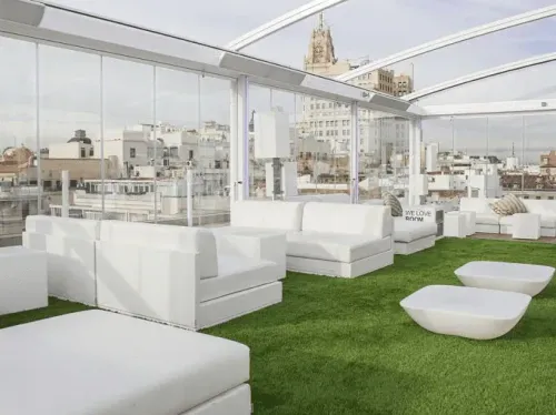 Glass-Enclosed Terrace With Stunning City Views for Luxe Cocktail Parties