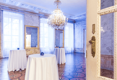 Refined Marble Ballroom With Crystal Chandelier for Upscale Receptions