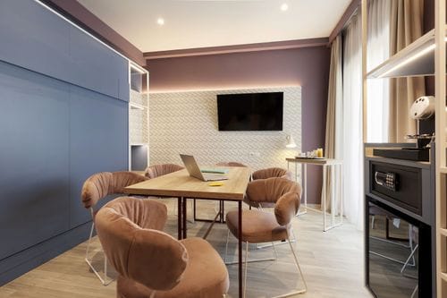 Colourful Studio With Folding Bed for Intimate Meetings