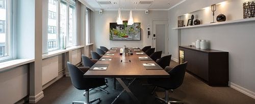 Modern Meeting Room with Windows and Lounge Corner in Oslo