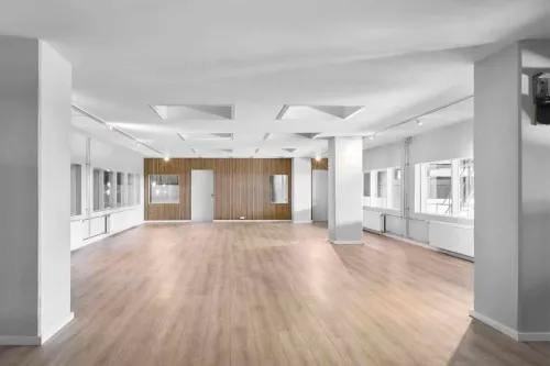 Floating event space in large industrial venue