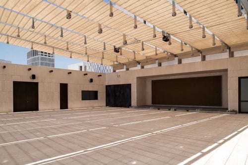 Slatted-Canopy Terrace for Receptions and Corporate Dinners
