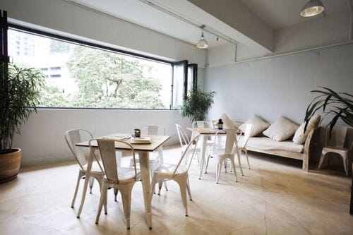 Semi-outdoor Terrace With Soft Wood Tones and Natural Light for Photoshoots and Interviews