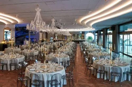 Opulent Waterfront Ballroom With Grand Chandeliers for Lavish Celebrations