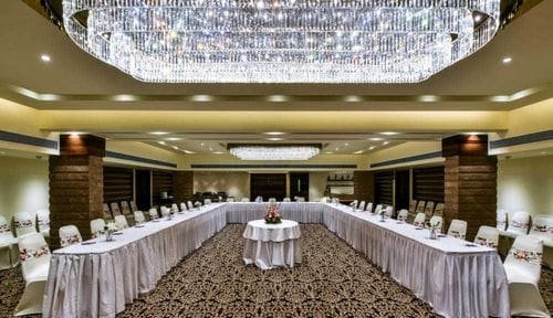 Grand Chandelier Hall With Zoned Layout for Seminars 
