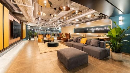 Open-Plan Lounge With Art Deco Interiors and Kitchen for Fun Team-Buildings