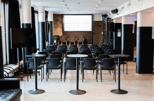 Functional Hall With Stage and LED Screens for Conferences