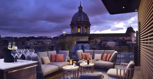 Private Terrace Oasis With Earthy Tones and Metallic Touches for Exclusive Client Events