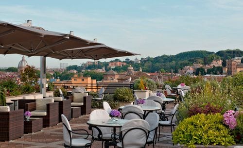 Rooftop Garden With Scenic Historic Backdrop for Launches and Networking Gatherings