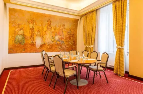 Art Nouveau Boardroom With a Hand-Painted Mural for Inspiring Gatherings