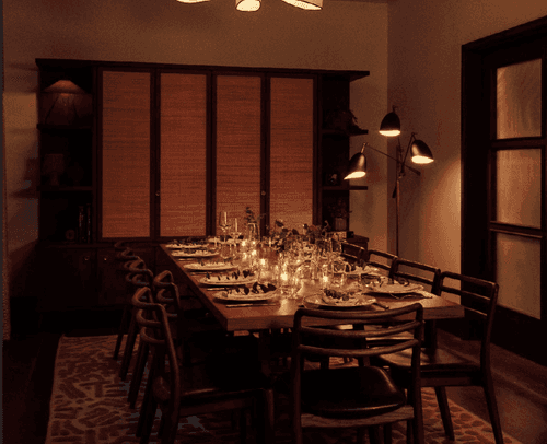 Private Dining Boardroom with Integrated Presentation Screen