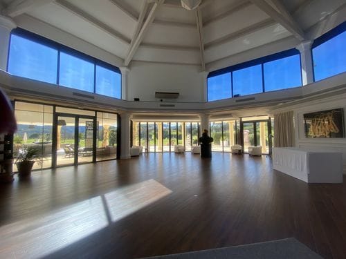 Elegant Seminar Room With Skylights and Art for Versatile Gatherings