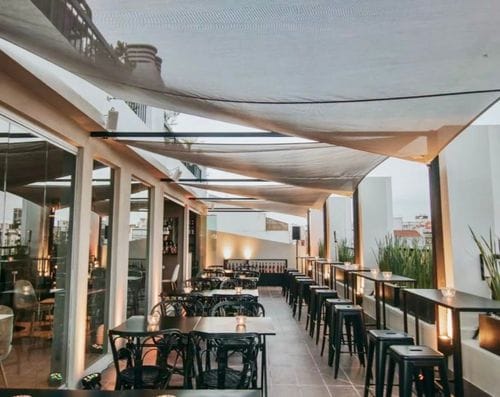 Rooftop Terrace With Canopy Shades and City Views for Networking