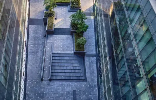 Dynamic Open-Air Venue With Modern Minimalist Design for Brand Showcases. Dubai Design District. DQ Stairs
