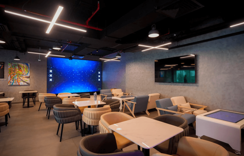 Innovative Venue With Digital Art Displays. Sokos Cafe