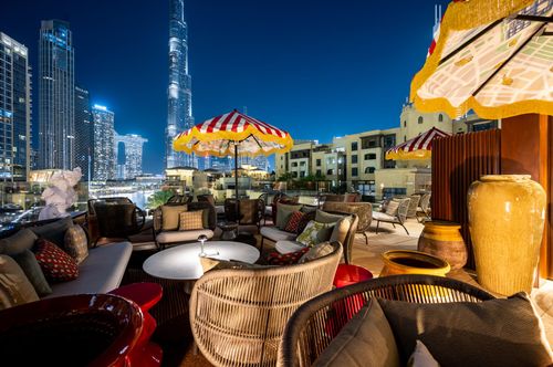 Parisian-Inspired Rooftop Oasis for Stylish Corporate Gatherings. Fouquets Dubai. Rooftop Le Toit