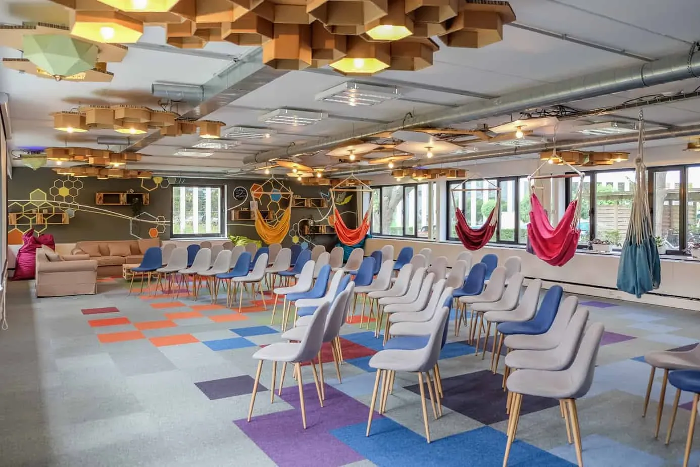 Energetic and Vibrant Event Space With Colourful Interiors for Your ...