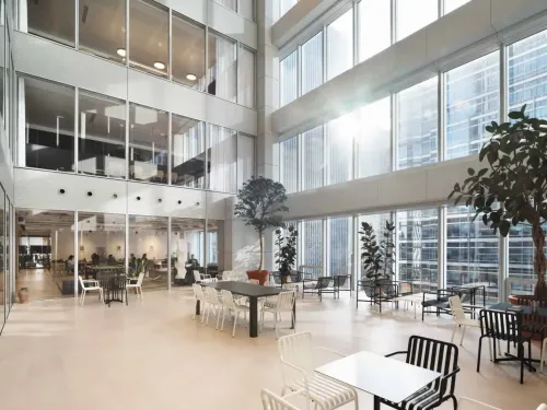 Striking Glass Atrium With Minimalist Charm for Elegant Receptions. Spaces & Stories ChurchillplacePlace. The Atrium