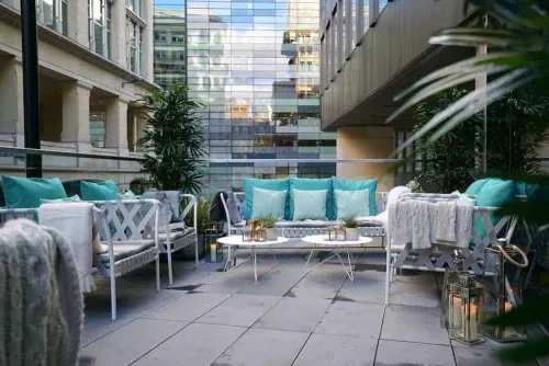 Summer terrace for cocktail events. Drake and Morgan
