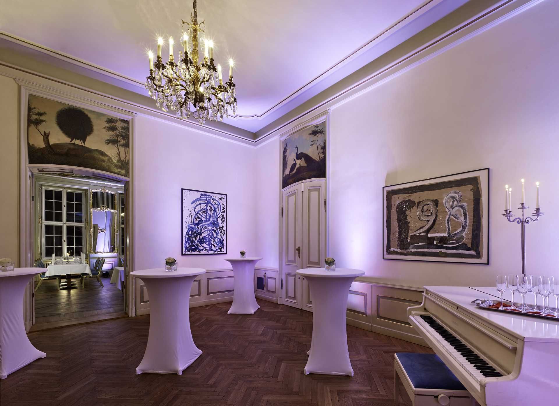 Reception Rac Rococo-Panelled Salon With Grand Piano for Standing Receptions in Berlin